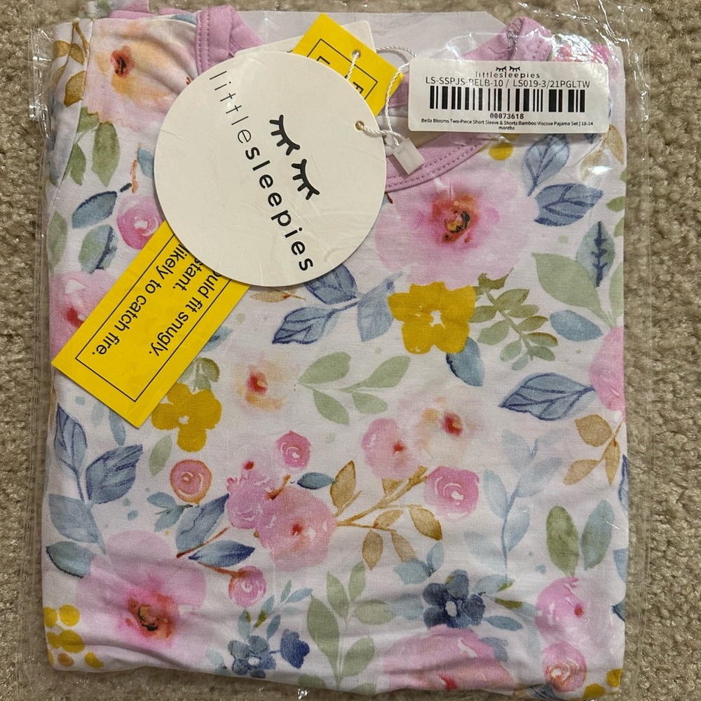 NIB little Sleepies Bella Blooms Shorts and short sleeve set Sz 18-24 mos